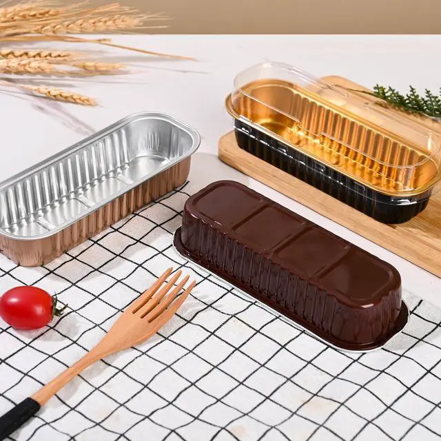 Alt view image 4 of 7 - Mini Loaf Baking Pans with Lids and Spoons (50 Pack, 6.8oz) Rectangle Aluminum Foil Baking Pans Tins Containers - Cupcake Containers Wrappers Cheesecake Creme Brulee Ramekins