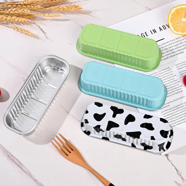 Alt view image 6 of 7 - Mini Loaf Baking Pans with Lids and Spoons (50 Pack, 6.8oz) Rectangle Aluminum Foil Baking Pans Tins Containers - Cupcake Containers Wrappers Cheesecake Creme Brulee Ramekins