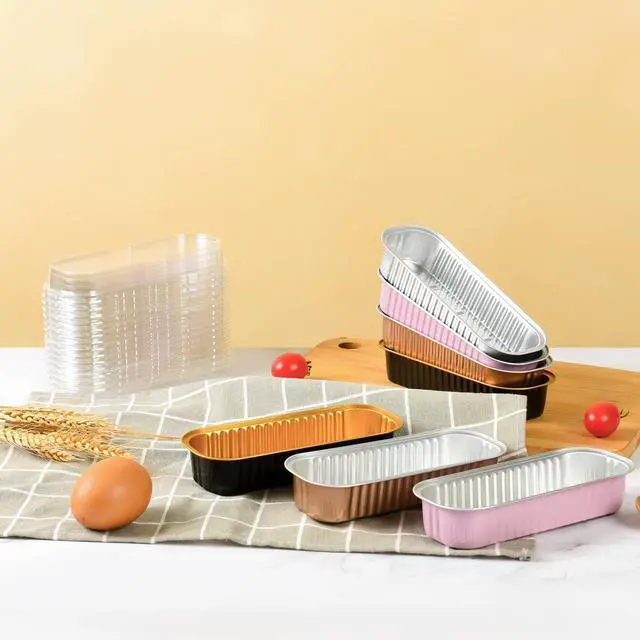 Alt view image 3 of 7 - Mini Loaf Baking Pans with Lids and Spoons (50 Pack, 6.8oz) Rectangle Aluminum Foil Baking Pans Tins Containers - Cupcake Containers Wrappers Cheesecake Creme Brulee Ramekins