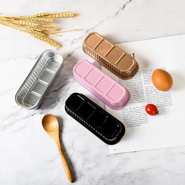 Alt view image 5 of 7 - Mini Loaf Baking Pans with Lids and Spoons (50 Pack, 6.8oz) Rectangle Aluminum Foil Baking Pans Tins Containers - Cupcake Containers Wrappers Cheesecake Creme Brulee Ramekins