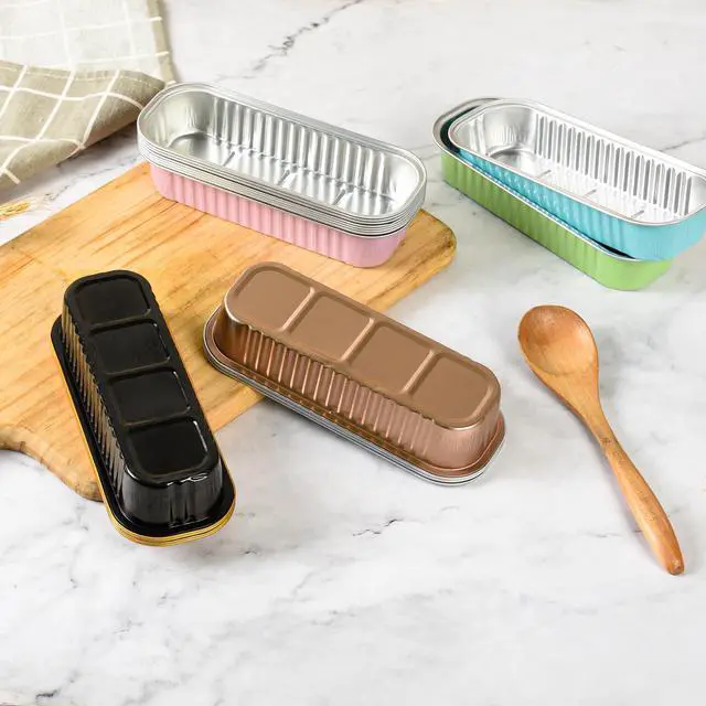 Alt view image 7 of 7 - Mini Loaf Baking Pans with Lids and Spoons (50 Pack, 6.8oz) Rectangle Aluminum Foil Baking Pans Tins Containers - Cupcake Containers Wrappers Cheesecake Creme Brulee Ramekins