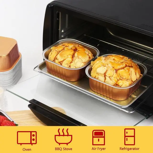 Alt view image 5 of 7 - Mini Cake Pans with Lids 25 Pack,10oz Small Baking Tins Foil Muffin Cups for Brownie, Individual 4 Bread Pan Disposable Cupcake Containers for Valentine Holiday Bake Sale-Pink
