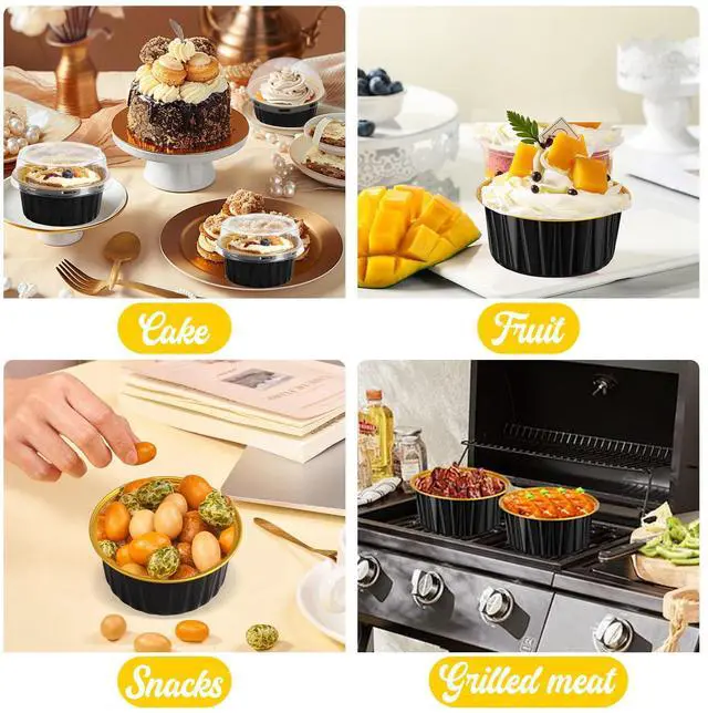 Alt view image 5 of 7 - 60 Pack 5 OZ Round Mini Cake Pans with Lids, Disposable Aluminum Foil Baking Pans with Lids, Mini Cake Containers for Birthday Party, Wedding, Baby Shower, Holiday Celebration