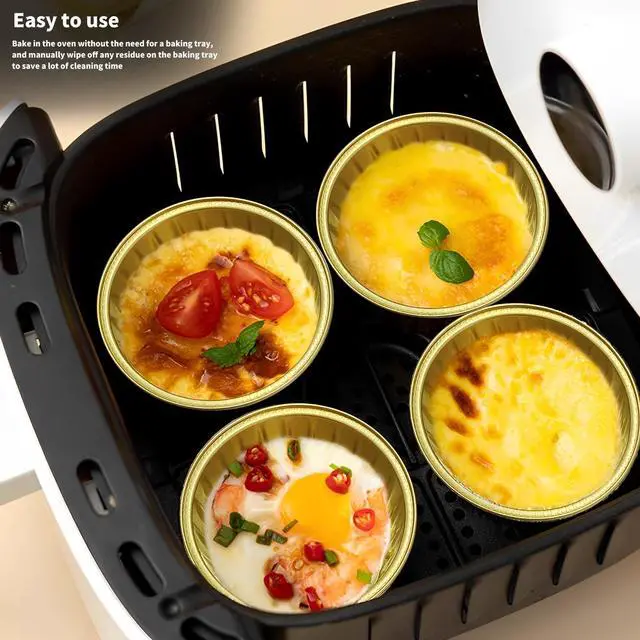 Alt view image 6 of 7 - Graduation Party 50Pcs Mini Aluminum Foil Cupcake,5oz Baking Cups with Lids,Mini Cake Pans Disposable,Loaf Pans with Lids,Disposable Ramekins,Tin Cups Containers for Cupcake,Pudding,Muffin (50, Black)