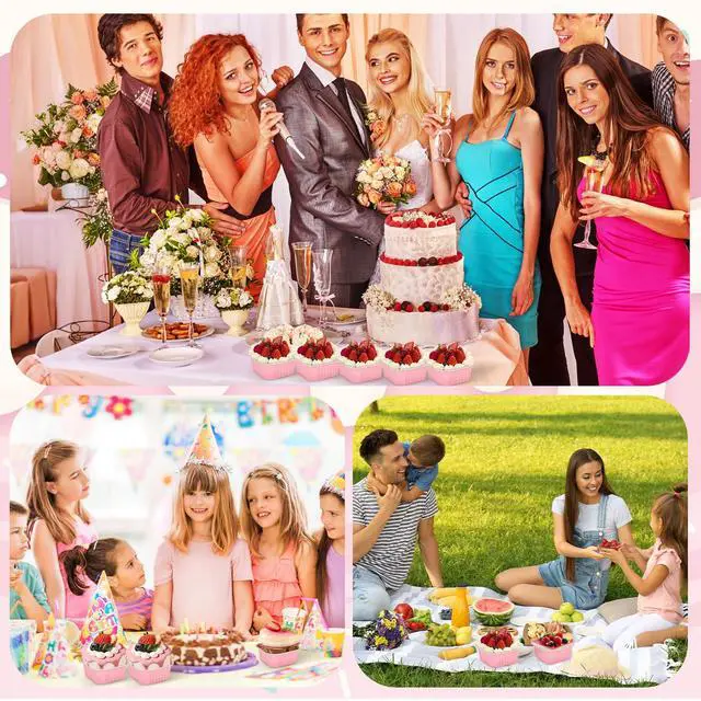 Alt view image 5 of 7 - 30Pack 5oz Pink Mini Cake Pans with Lids and Spoons Baking Cups Aluminum Foil Pans Tins, Individual Dessert Cups Containers for Sales,Party,Picnics