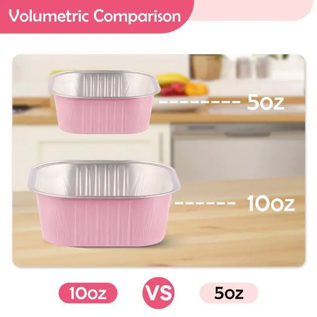 Alt view image 4 of 7 - 20 Pack 10oz Mini Cake Pans with Lids, 4.4x4.4 Inch Aluminum Foil Square Baking Cups with Spoons, Disposable Large Baking Cake Cup Containers with Lids for Party, Wedding, Birthdays, Pink