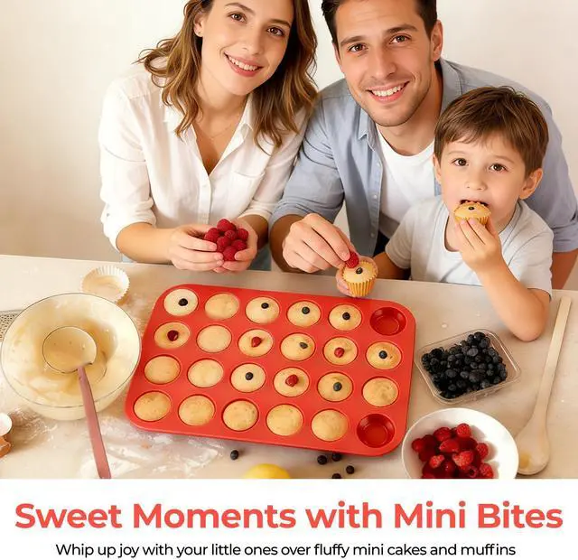 Alt view image 5 of 7 - Silicone Muffin Pan Mini 24 Cups Cupcake Pan, Nonstick Food Grade Silicone Mold Baking Pan 1 Pack