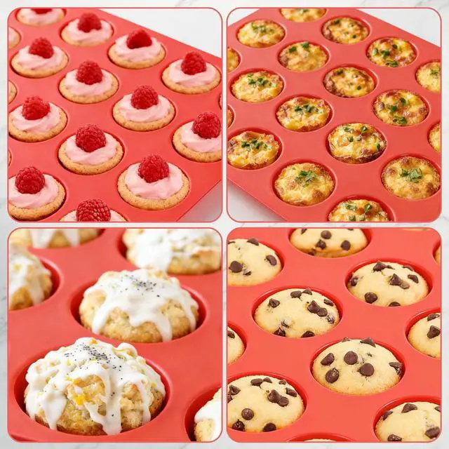 Alt view image 7 of 7 - Silicone Muffin Pan Mini 24 Cups Cupcake Pan, Nonstick Food Grade Silicone Mold Baking Pan 1 Pack