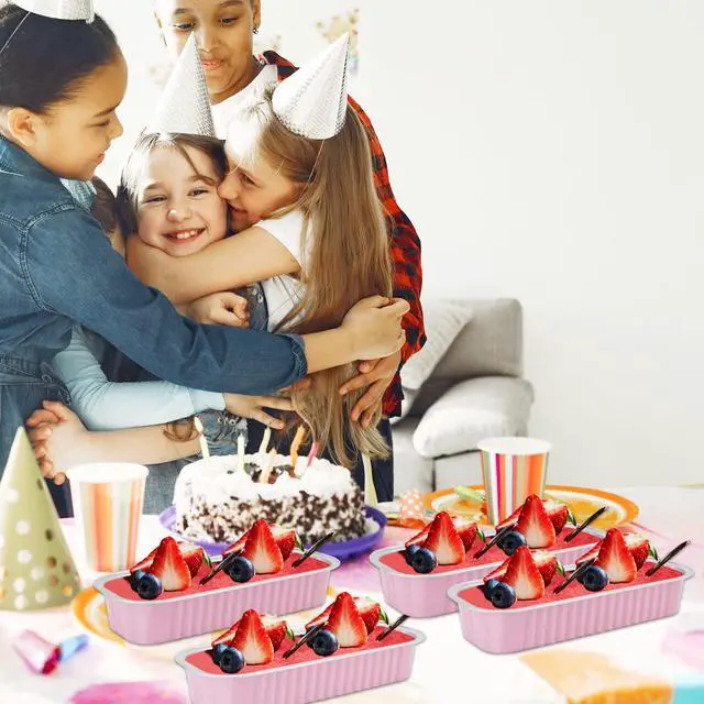Alt view image 6 of 6 - Mini Loaf Pans With Lids 50 Pack, 6.8oz Rectangle Aluminum Foil Baking Pans Tins Containers,Disposable Ramekins Baking Cups Muffin Tins Cupcake Cups For Mini Cake Bread Loaf -Pink