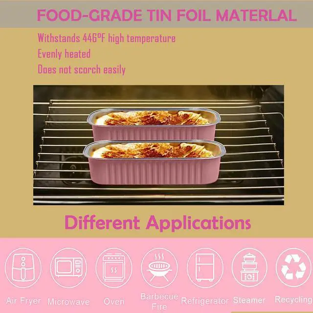 Alt view image 2 of 6 - 12Pack Mini Loaf Pans with Lids and Spoons, 6.8oz Disposable Rectangle Aluminum Foil Oven Cake Container, Baking Bread Muffin Dessert Tins for Family Gatherings and Picnics (Pink)