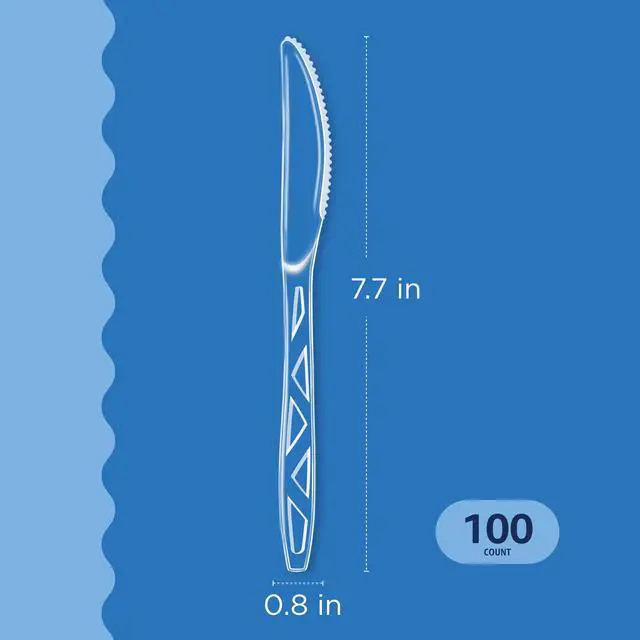 Alt view image 2 of 5 - Disposable Clear Plastic Knives, Premium Quality, 100 Count