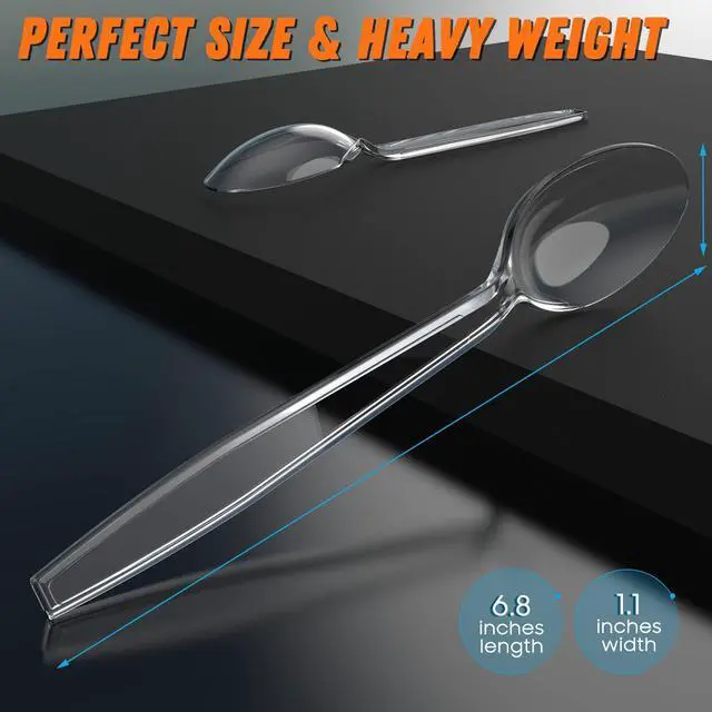 Alt view image 5 of 6 - 6.8" Clear Plastic Spoons Heavy Duty with Heat Resistant & BPA Free, Solid and Durable Plastic Cutlery, Premium Disposable Spoons for Party Supply(84 Count)
