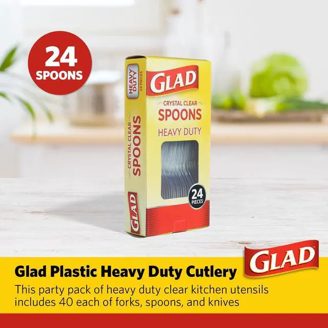 Alt view image 2 of 6 - Clear Plastic Spoons, Sturdy Disposable Plastic Cutlery for Parties, Events, Outdoor Meals, and Everyday Use, Clear Neutral Design Fits Any Table Setting, 24 Count
