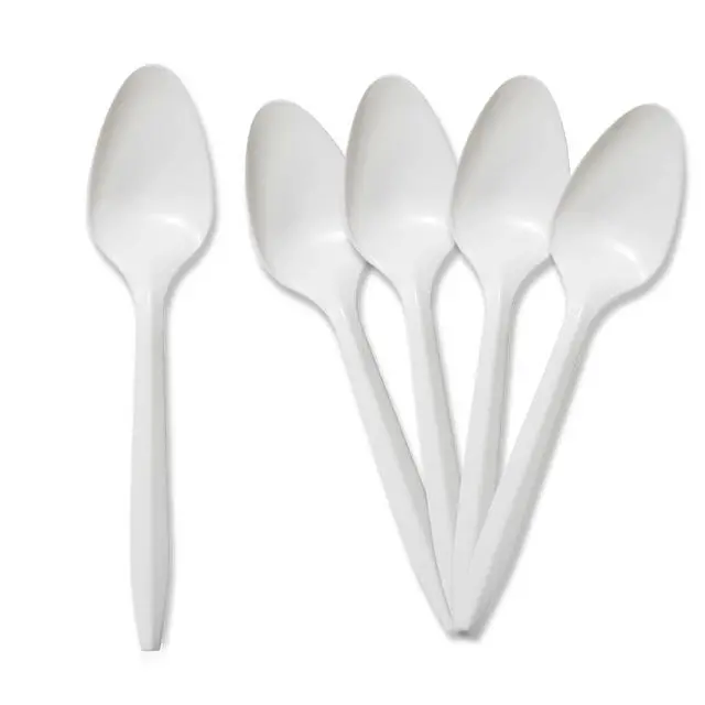 Alt view image 6 of 6 - 400-Pack Medium Weight Disposable Plastic Teaspoons, Bulk Utensils for Parties, Weddings, Catering, Plastic Forks in Bulk Available (Teaspoons White)