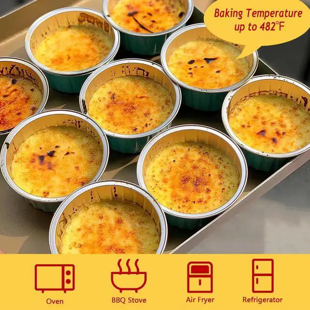 Alt view image 5 of 7 - Jumbo Muffin Liners with Lids 50 Pack,Free-Air 5oz Aluminum Foil Cupcake Cups Muffin Tins,Disposable Ramekins Cupcake Baking Pans Cupcake Holders for Custard Mini Pie -Pink