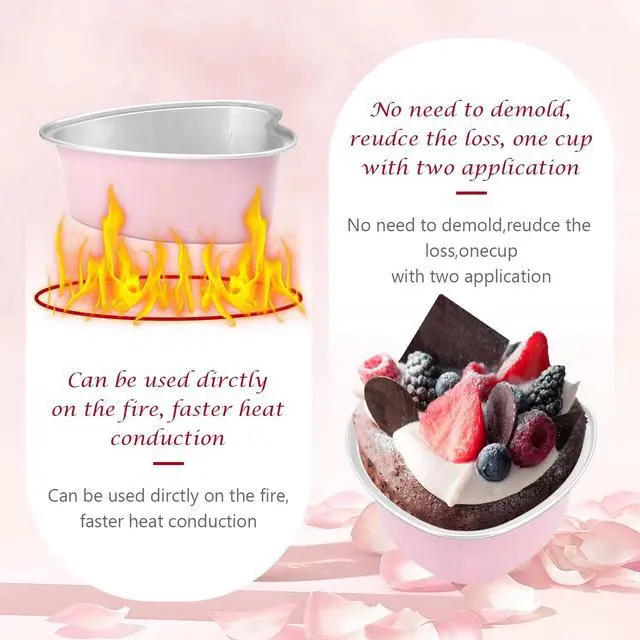 Alt view image 3 of 6 - 30 Pcs Heart Shaped Cake Pans with Lids, Mini Pink Aluminum Foil Baking Tins 3.4 Oz, Disposable Cupcake Containers for Valentine's Day, Mother's Day, Wedding, Party (100ml/3.3OZ)