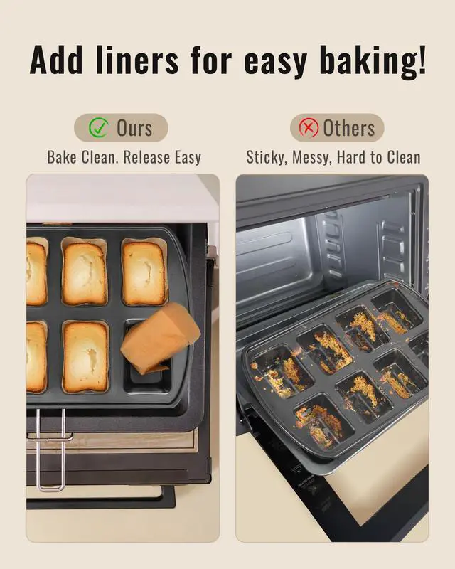 Alt view image 4 of 7 - 100 Pcs Mini Loaf Pan Liners Compatible with Wilton Mini Loaf Pan, Natural Parchment Paper Cupcake Liners, Petite Loaf Baking Cups for Cupcake, Muffin, Brownies, 3.15 * 1.97 * 1.57inch
