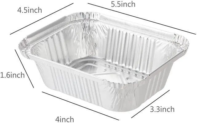 Alt view image 2 of 7 - Aluminum Foil Pan 5.5" x 4.5" (50 Pack) Disposable Cookware with Lids/Aluminum Foil Food Containers/Meal Prep Freezer Drip Pans BBQ Potluck Holidays Silver