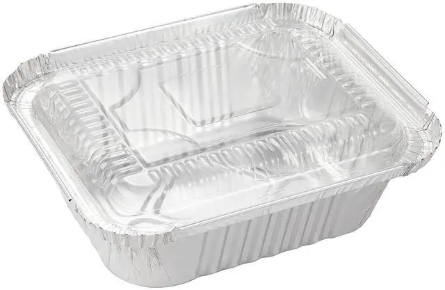 Alt view image 3 of 7 - Aluminum Foil Pan 5.5" x 4.5" (50 Pack) Disposable Cookware with Lids/Aluminum Foil Food Containers/Meal Prep Freezer Drip Pans BBQ Potluck Holidays Silver