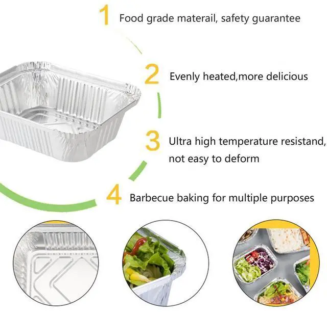 Alt view image 7 of 7 - Aluminum Foil Pan 5.5" x 4.5" (50 Pack) Disposable Cookware with Lids/Aluminum Foil Food Containers/Meal Prep Freezer Drip Pans BBQ Potluck Holidays Silver