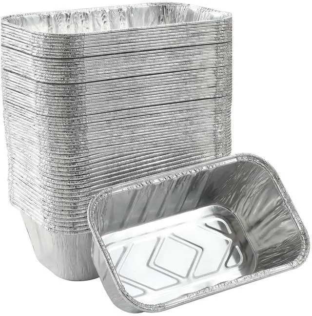 Main image of (50 Pack) 1Lb mini Loaf Pans Heavy Duty Disposable Aluminum Foil Bread Tins Standard Size 6" X 3.5" X 2.5" Oven Safe Sturdy Small Bread Tin Pans 1 Pound Loaf Pans