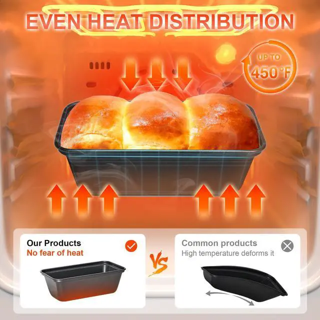 Alt view image 6 of 7 - Mini Loaf Pan for Baking Bread, 6 x 3.3 x 2 In Nonstick Small Banana Bread Tins Set of 3, Tiny Carbon Steel Meatloaf Pan - Dark Grey
