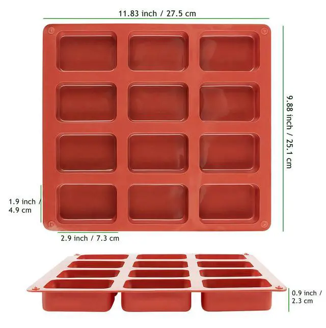 Alt view image 2 of 7 - Silicone Mini Loaf pan-(2PCS) 12 Cavities Bread Pan, Non-stick Silicone Baking Molds for Bread, Cake, Cornbread, Brownie, Mini Sized Cheesecake