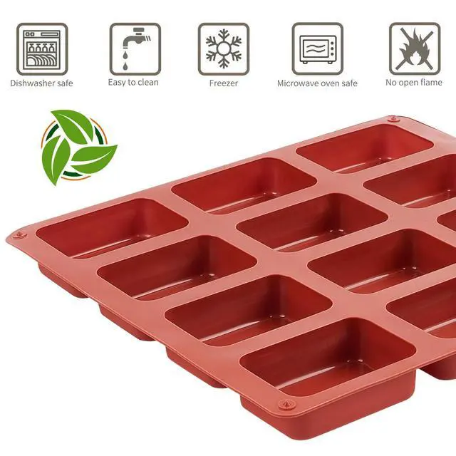 Alt view image 3 of 7 - Silicone Mini Loaf pan-(2PCS) 12 Cavities Bread Pan, Non-stick Silicone Baking Molds for Bread, Cake, Cornbread, Brownie, Mini Sized Cheesecake