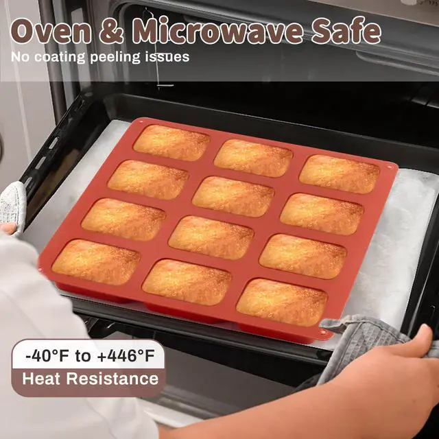 Alt view image 4 of 7 - Silicone Mini Loaf pan-(2PCS) 12 Cavities Bread Pan, Non-stick Silicone Baking Molds for Bread, Cake, Cornbread, Brownie, Mini Sized Cheesecake