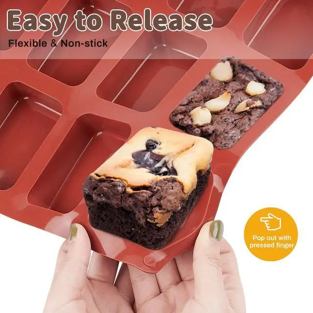 Alt view image 5 of 7 - Silicone Mini Loaf pan-(2PCS) 12 Cavities Bread Pan, Non-stick Silicone Baking Molds for Bread, Cake, Cornbread, Brownie, Mini Sized Cheesecake