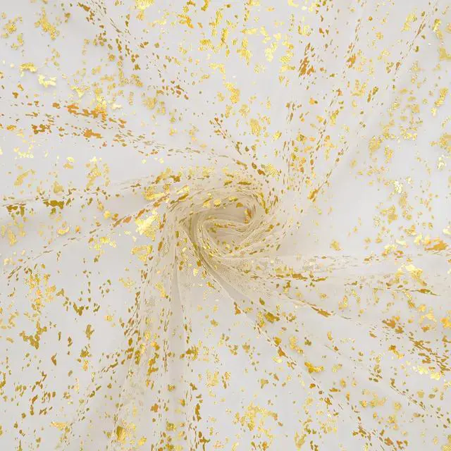 Alt view image 5 of 7 - Beige Gold Gauze Table Runner 120 Inch 10FT, Glitter Metallic Foil Sheer Dining Wedding Anniversary Holiday Birthday Table Decor for Home Party
