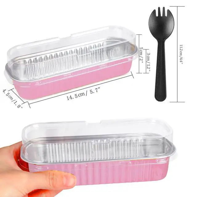Alt view image 2 of 7 - 20PCS Rectangle Mini Loaf Pans With Lids,Mini Cake Pans with Lids,Disposable Ramekins Baking Cups Muffin Tins Cupcake Cups for Wedding Birthday Party,6.8ozPink