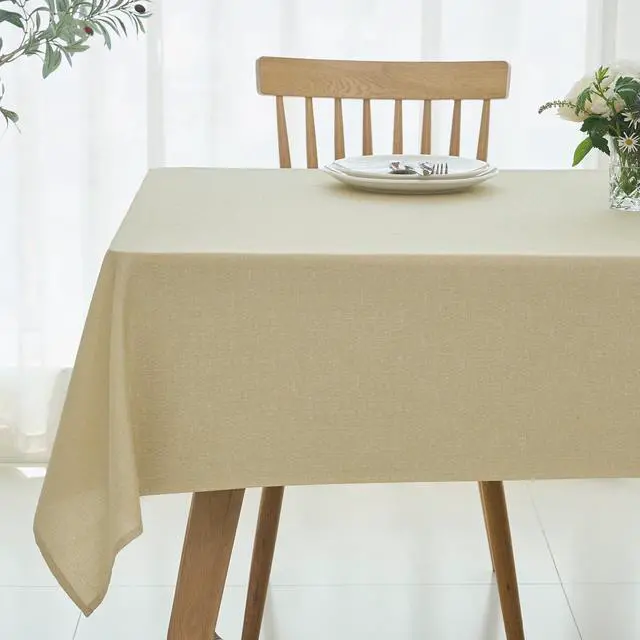 Main image of Rectangle Linen Textured Tablecloth Waterproof Spillproof Wrinkle Free Washable Fabric Table Cloth Kitchen Dining Tabletop Decoration Table Cover for Holiday Dinner Party, 52 x 70 Inch, Beige