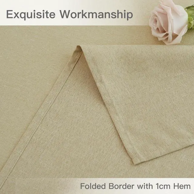 Alt view image 6 of 7 - Rectangle Linen Textured Tablecloth Waterproof Spillproof Wrinkle Free Washable Fabric Table Cloth Kitchen Dining Tabletop Decoration Table Cover for Holiday Dinner Party, 52 x 70 Inch, Beige