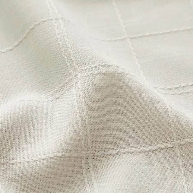 Alt view image 7 of 7 - Linen Checked Rectangle Table Cloth 52x70 Inch Ivory
