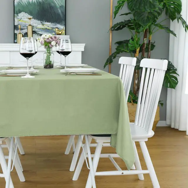 Alt view image 2 of 7 - Sage Green Square Tablecloth - 54 x 54 Inch Light Green Wrinkle Free Waterproof Polyester Table Cloths, Spillproof 210 GSM and Washable Table Cover for Party, Banquet, Rectangle/Oblong
