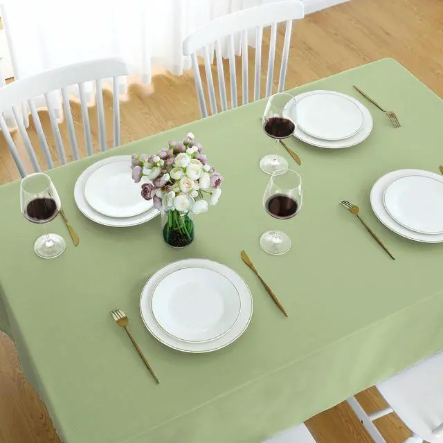 Alt view image 5 of 7 - Sage Green Square Tablecloth - 54 x 54 Inch Light Green Wrinkle Free Waterproof Polyester Table Cloths, Spillproof 210 GSM and Washable Table Cover for Party, Banquet, Rectangle/Oblong
