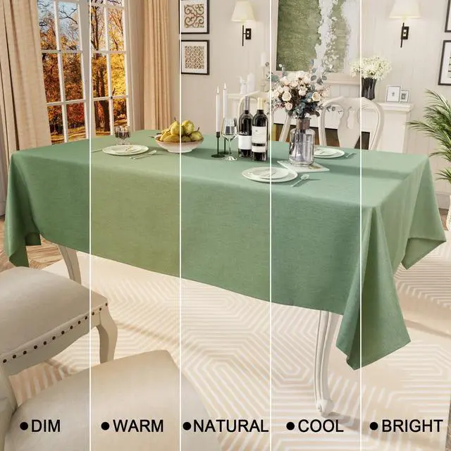 Alt view image 4 of 7 - Rectangle Table Cloth Linen Textured, Waterproof Spillproof Anti-Wrinkle Burlap Tablecloth, Washable Decorative Fabric Table Cover for Dining, Party, Banquet, 52 x 70 Inch, Sage Green