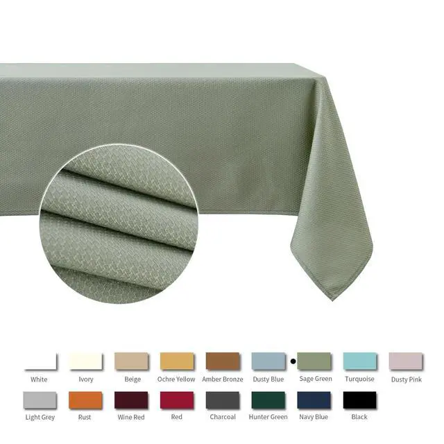 Alt view image 3 of 7 - Rectangle Textured Tablecloth Waterproof Spillproof Wrinkle Free Table Cloth, Kitchen Dining Tabletop Decoration, Fabric Table Cover for Outdoor and Indoor Use, 52 x 70 Inch, Sage Green