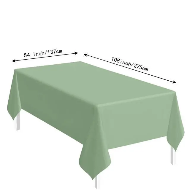 Alt view image 3 of 7 - 2 Pack Sage Green Plastic Tablecloth Rectangle 54 x 108 Disposable Light Green Table Cloth Plastic Waterproof Sage Table Cover for Birthday Wedding Baby Shower Party Decorations
