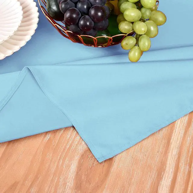 Alt view image 5 of 7 - Baby Blue 210 GSM Water & Stain Resistant Square Tablecloth - Solid 54 x 54 Inch Rectangle Table Cloth Cover in Wrinkle Free Washable Wipe Clean Polyester Fabric for Wedding, Party, Banquet