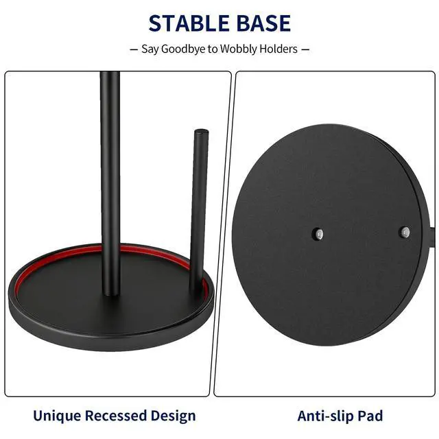 Alt view image 3 of 7 - Paper Towel Holder Countertop, Black Kitchen Paper Towels Holder, Paper Roll Holder with Weighted Base