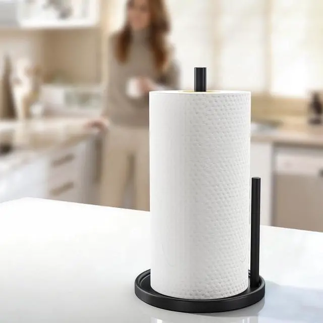 Alt view image 7 of 7 - Paper Towel Holder Countertop, Black Kitchen Paper Towels Holder, Paper Roll Holder with Weighted Base