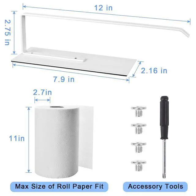 Alt view image 2 of 7 - Magnetic Paper Towel Holder for Fridge, Toilet Paper Roll Holder Magnetic Paper Towel Rack Wall Mount Fridge Organizer for Papers Towels Roll Bathroom RV Decor Kitchen Organization White 1 Pack