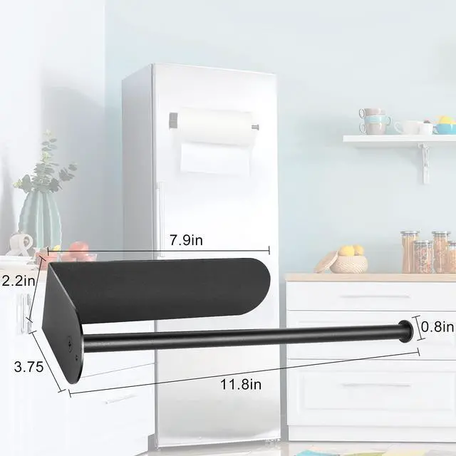 Alt view image 7 of 7 - Kitchen Magnetic Stainless Steel Paper Towel Holder for Refrigerator, Grill, Toolbox (Magnetic-30cm-Black-B)