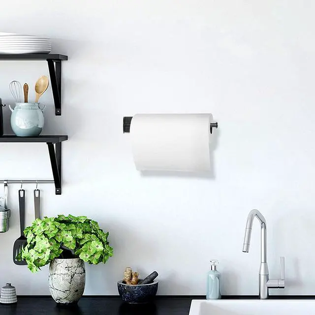 Alt view image 6 of 7 - Kitchen Magnetic Stainless Steel Paper Towel Holder for Refrigerator, Grill, Toolbox (Magnetic-30cm-Black-B)