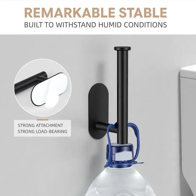 Alt view image 5 of 7 - Toilet Paper Holder, Adhesive Toilet Paper Holder Wall Mount, Premium Thicken SUS304 Stainless Steel, No Drilling Toilet Paper Stand Roll Holder for Bathroom Kitchen RV, Matte Black