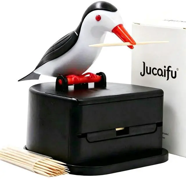 Main image of Little bird toothpick dispenser With toothpick, creative push-type toothpick bird dispenser, toothpick holder. (black)