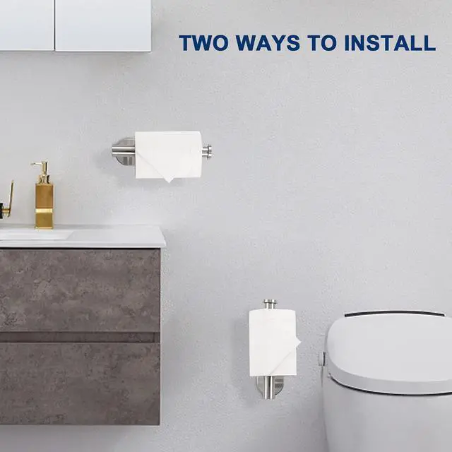 Alt view image 3 of 7 - Toilet Paper Holder Self Adhesive, Premium Thicken SUS304 Stainless Steel Rustproof Adhesive Toilet Roll Holder no Drilling for Bathroom, Kitchen, Washroom (1 Pack, Brushed Nickel)