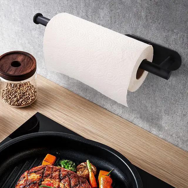 Alt view image 5 of 6 - Paper Towel Holders-Blcak,Paper Towels Rolls - for Kitchen,Paper Bulk- Self-Adhesive Under Cabinet,Both Available in Adhesive and Screws,Stainless Steel